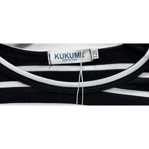 Toddler Summer Stripped Dress T-Shirt, Kukume Black & White Cute Size 120 T - Picture 2 of 9